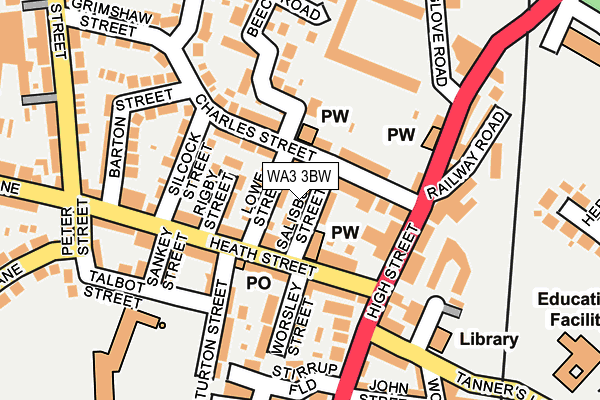 WA3 3BW map - OS OpenMap – Local (Ordnance Survey)