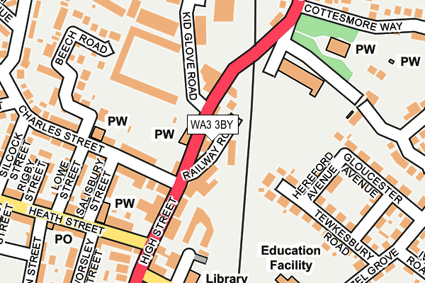 WA3 3BY map - OS OpenMap – Local (Ordnance Survey)