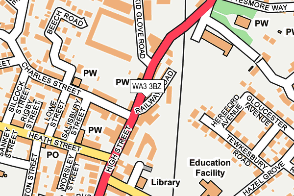 WA3 3BZ map - OS OpenMap – Local (Ordnance Survey)