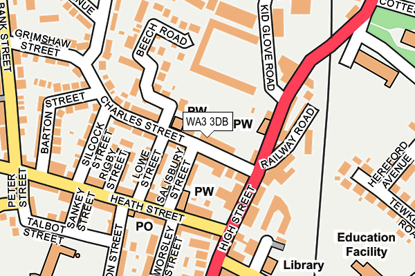 WA3 3DB map - OS OpenMap – Local (Ordnance Survey)