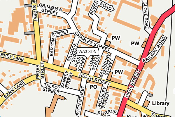 WA3 3DN map - OS OpenMap – Local (Ordnance Survey)