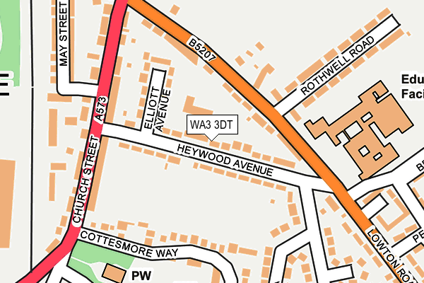 WA3 3DT map - OS OpenMap – Local (Ordnance Survey)