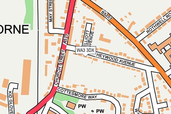 WA3 3DX map - OS OpenMap – Local (Ordnance Survey)