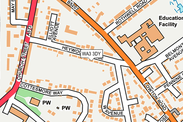 WA3 3DY map - OS OpenMap – Local (Ordnance Survey)