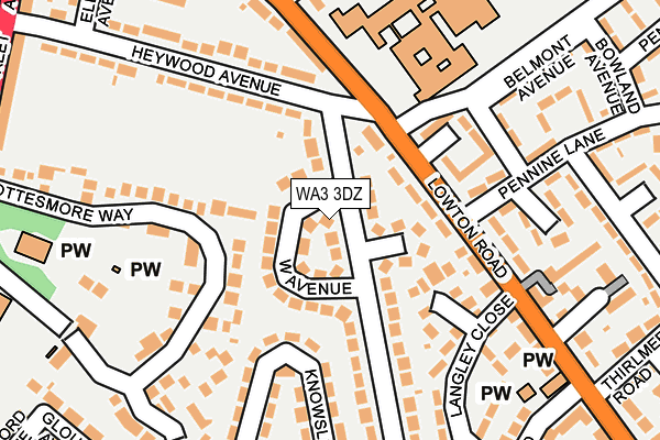 WA3 3DZ map - OS OpenMap – Local (Ordnance Survey)