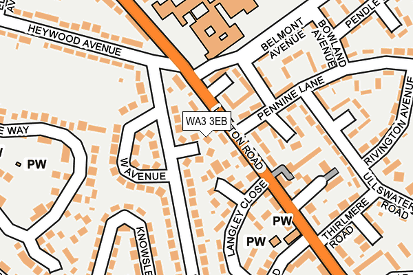 WA3 3EB map - OS OpenMap – Local (Ordnance Survey)
