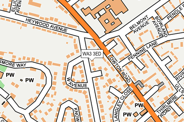 WA3 3ED map - OS OpenMap – Local (Ordnance Survey)