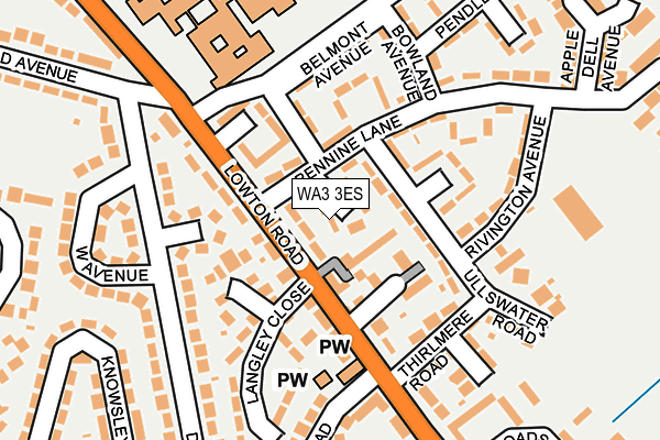 WA3 3ES map - OS OpenMap – Local (Ordnance Survey)