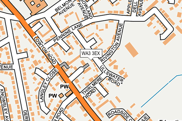 WA3 3EX map - OS OpenMap – Local (Ordnance Survey)