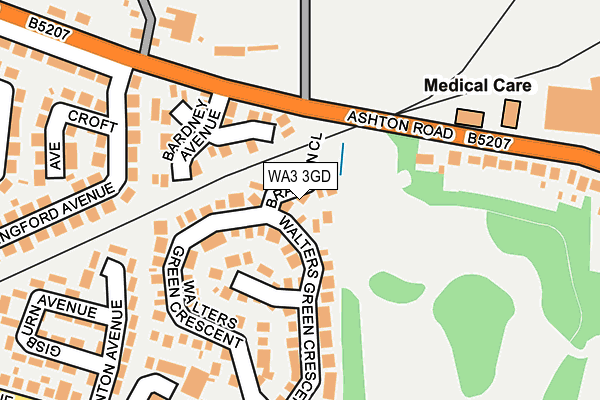 WA3 3GD map - OS OpenMap – Local (Ordnance Survey)