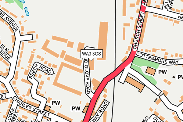 WA3 3GS map - OS OpenMap – Local (Ordnance Survey)