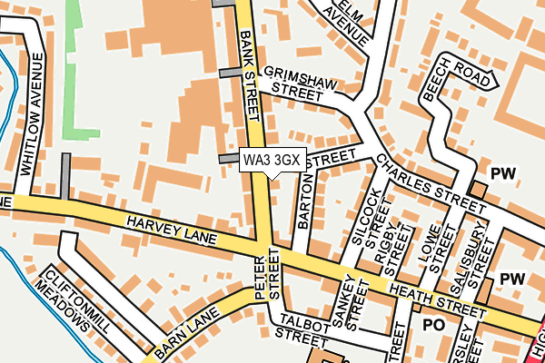 WA3 3GX map - OS OpenMap – Local (Ordnance Survey)