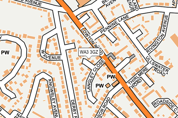 WA3 3GZ map - OS OpenMap – Local (Ordnance Survey)