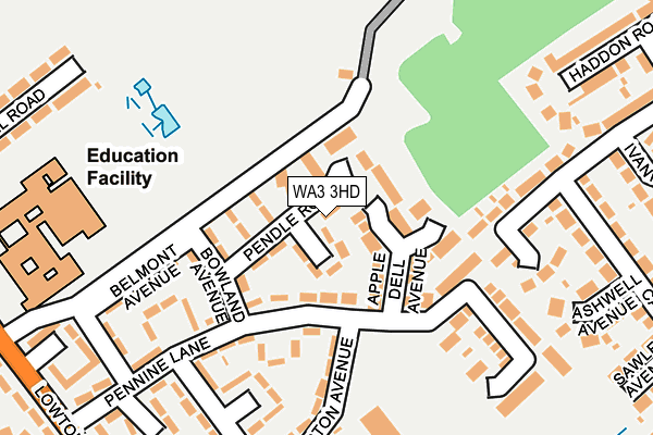WA3 3HD map - OS OpenMap – Local (Ordnance Survey)