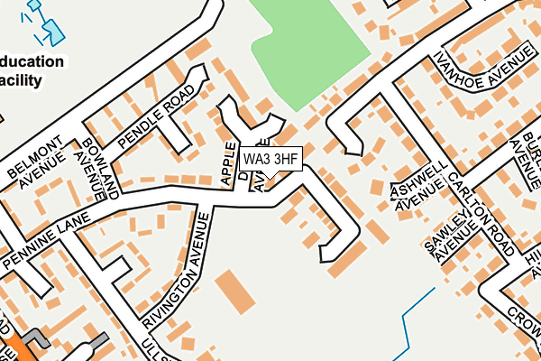 WA3 3HF map - OS OpenMap – Local (Ordnance Survey)