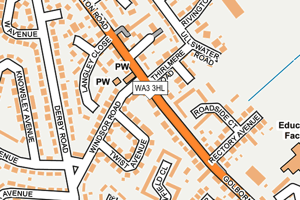 WA3 3HL map - OS OpenMap – Local (Ordnance Survey)
