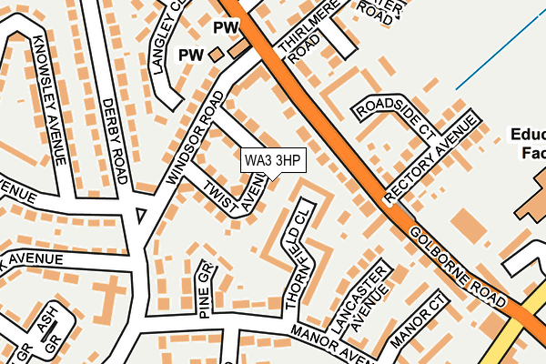 WA3 3HP map - OS OpenMap – Local (Ordnance Survey)