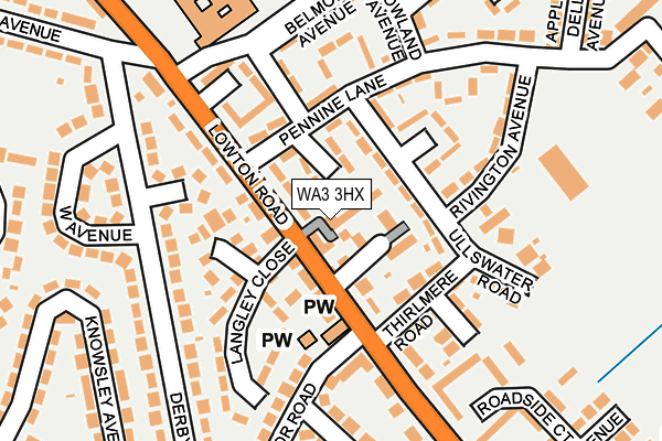 WA3 3HX map - OS OpenMap – Local (Ordnance Survey)