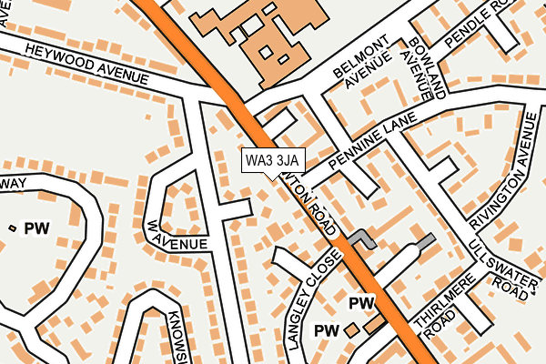 WA3 3JA map - OS OpenMap – Local (Ordnance Survey)