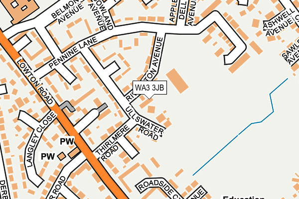 WA3 3JB map - OS OpenMap – Local (Ordnance Survey)