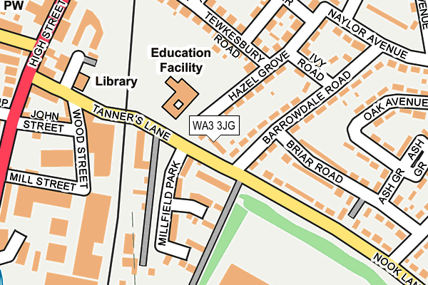 WA3 3JG map - OS OpenMap – Local (Ordnance Survey)