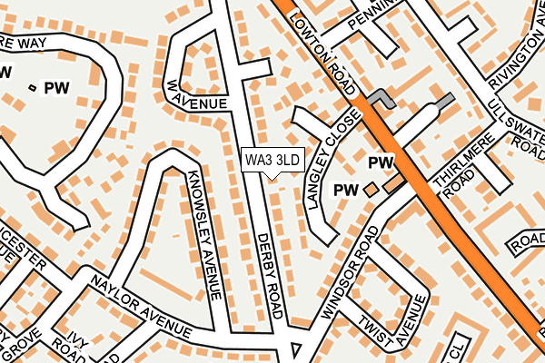 WA3 3LD map - OS OpenMap – Local (Ordnance Survey)