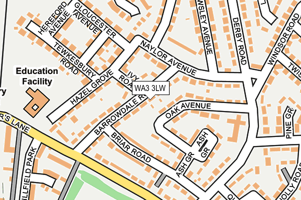 WA3 3LW map - OS OpenMap – Local (Ordnance Survey)