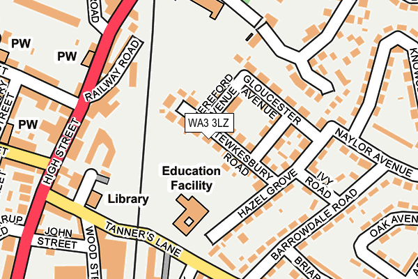 WA3 3LZ map - OS OpenMap – Local (Ordnance Survey)