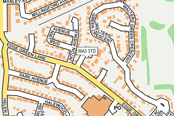 WA3 3TD map - OS OpenMap – Local (Ordnance Survey)