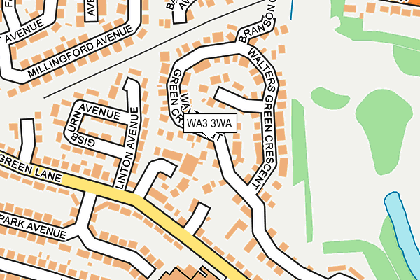 WA3 3WA map - OS OpenMap – Local (Ordnance Survey)