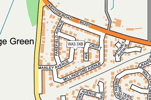 WA3 3XB map - OS OpenMap – Local (Ordnance Survey)