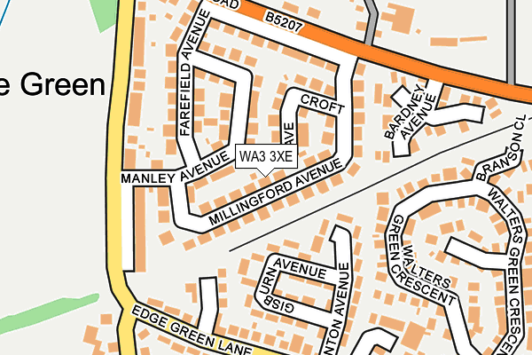 WA3 3XE map - OS OpenMap – Local (Ordnance Survey)
