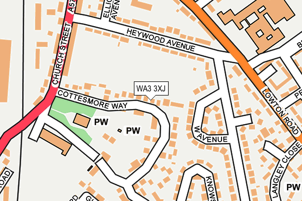 WA3 3XJ map - OS OpenMap – Local (Ordnance Survey)