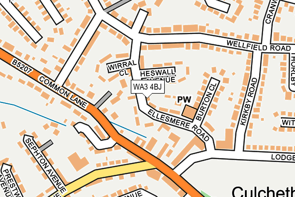 WA3 4BJ map - OS OpenMap – Local (Ordnance Survey)