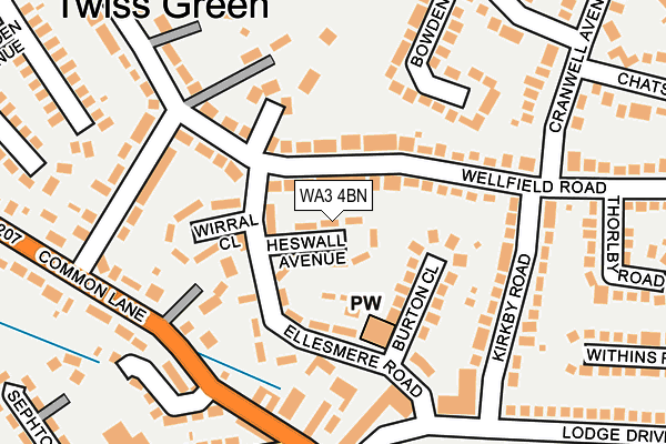 WA3 4BN map - OS OpenMap – Local (Ordnance Survey)