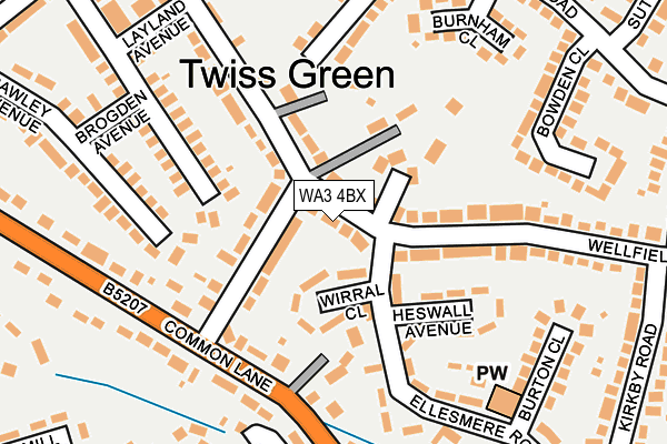 WA3 4BX map - OS OpenMap – Local (Ordnance Survey)