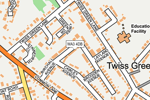 WA3 4DB map - OS OpenMap – Local (Ordnance Survey)