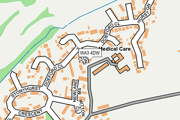 WA3 4DW map - OS OpenMap – Local (Ordnance Survey)