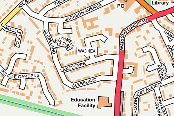 WA3 4EA map - OS OpenMap – Local (Ordnance Survey)