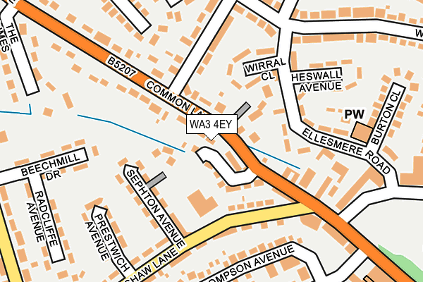 WA3 4EY map - OS OpenMap – Local (Ordnance Survey)