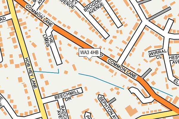 WA3 4HB map - OS OpenMap – Local (Ordnance Survey)