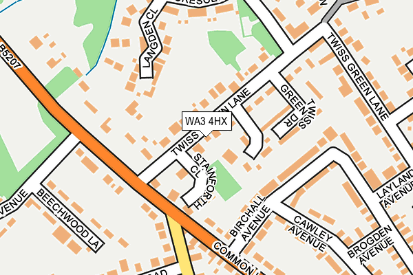 WA3 4HX map - OS OpenMap – Local (Ordnance Survey)