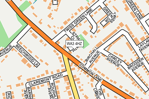WA3 4HZ map - OS OpenMap – Local (Ordnance Survey)