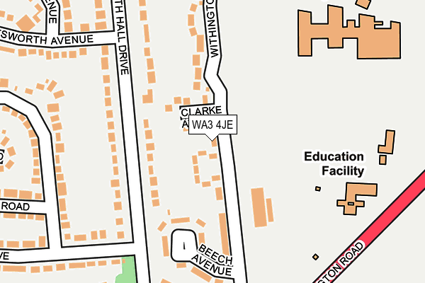WA3 4JE map - OS OpenMap – Local (Ordnance Survey)