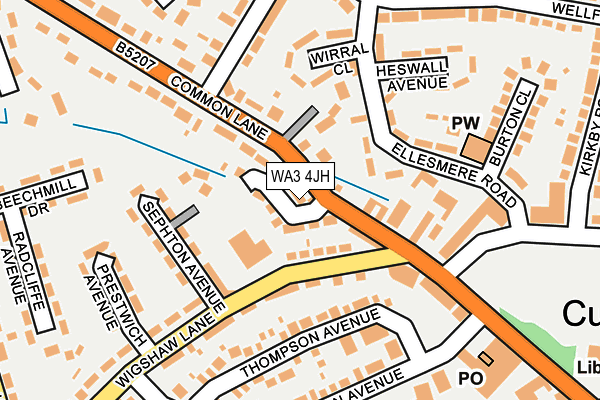WA3 4JH map - OS OpenMap – Local (Ordnance Survey)