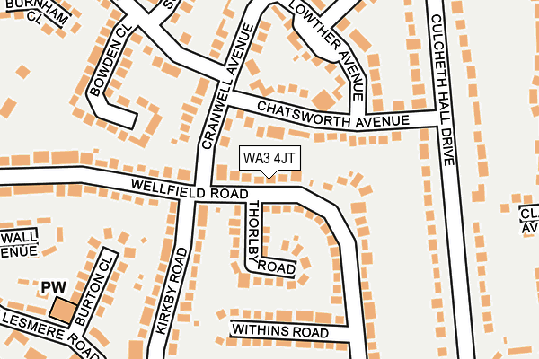 WA3 4JT map - OS OpenMap – Local (Ordnance Survey)