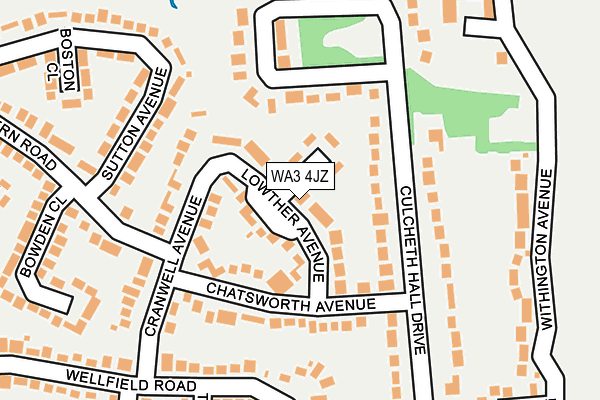WA3 4JZ map - OS OpenMap – Local (Ordnance Survey)