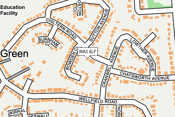 WA3 4LF map - OS OpenMap – Local (Ordnance Survey)