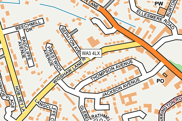 WA3 4LX map - OS OpenMap – Local (Ordnance Survey)