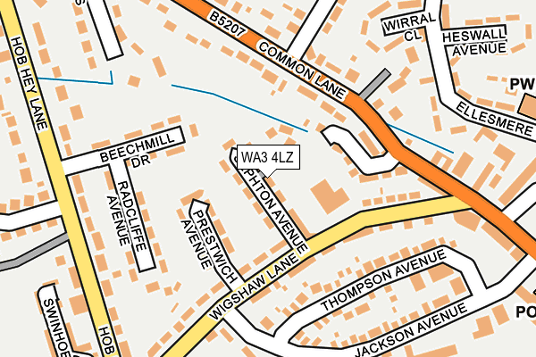 WA3 4LZ map - OS OpenMap – Local (Ordnance Survey)